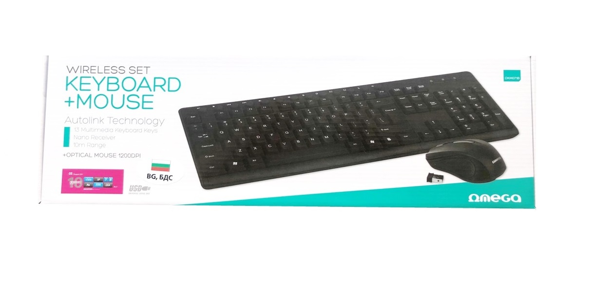 Безжична клавиатура с мишка Omega OKM071B,BG