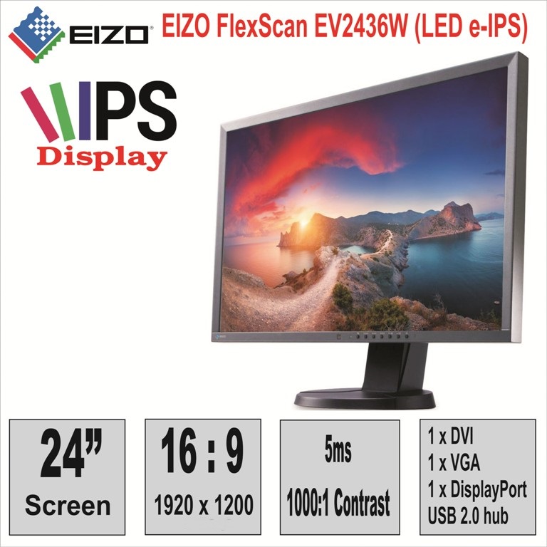 Монитор 24“ EIZO FlexScanEV2436W (LED е-IPS)