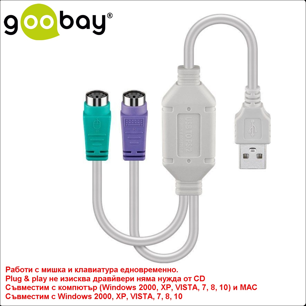 USB to Dual PS/2 Клавиатура и мишка GOOBAY 95431