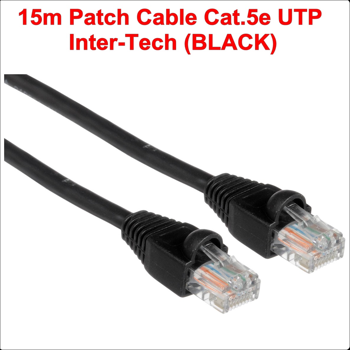 15.00m UTP Patch Cable Cat.5e Inter-Tech (BLACK)