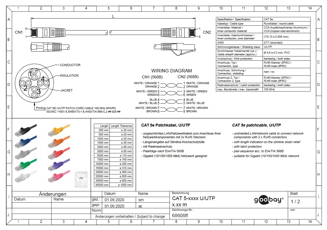 2.00m UTP Patch Cable Cat.5e GOOBAY (grey)