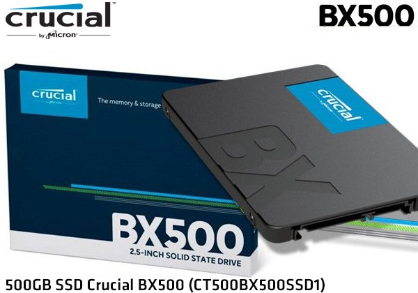 2.5”  500GB SSD Crucial® BX500 3D NAND
