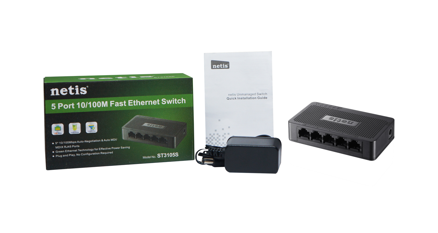 5port 10/100Mbps Switch Netis ST3105S Черен