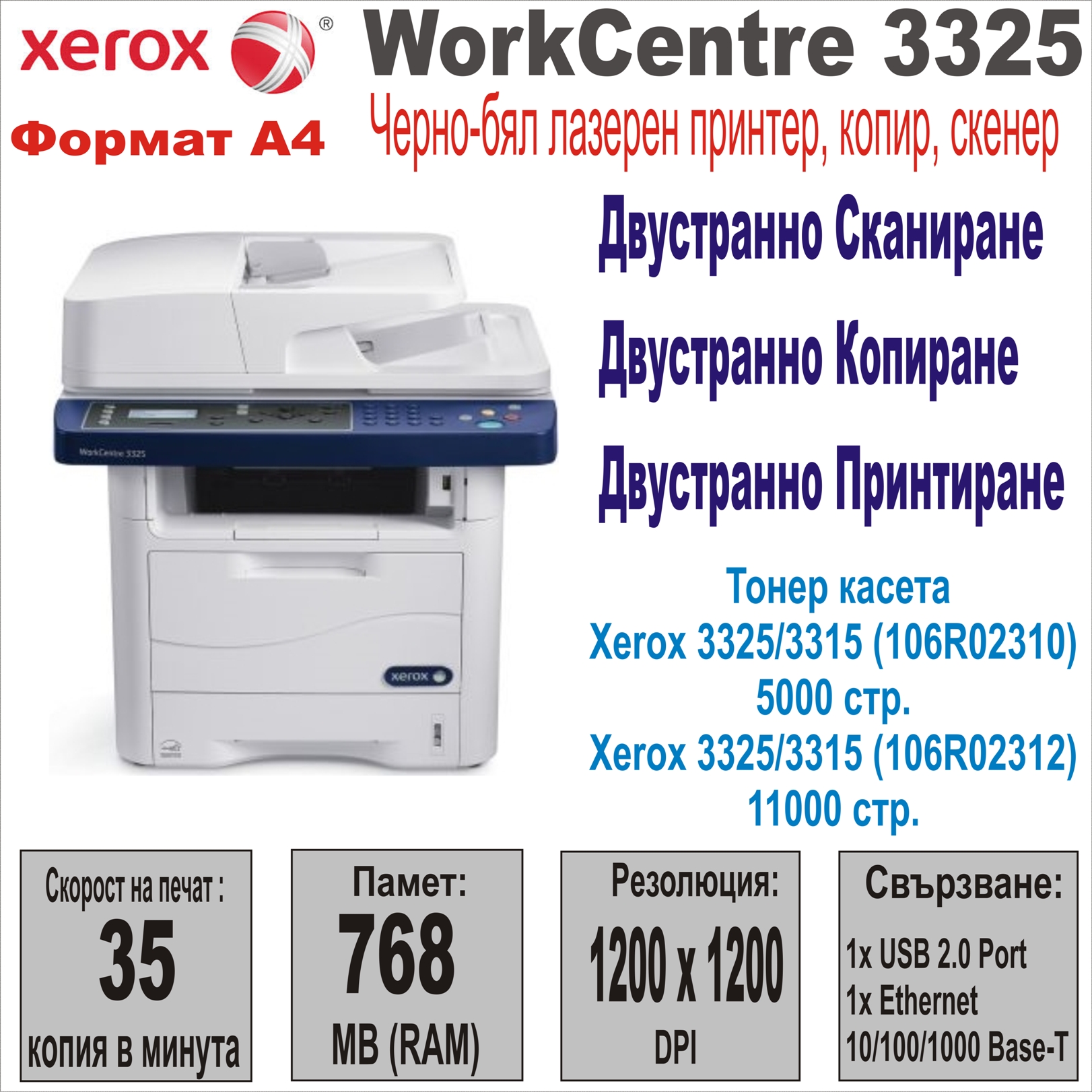 All-in-One Printer XEROX WorkCentre 3325 A4