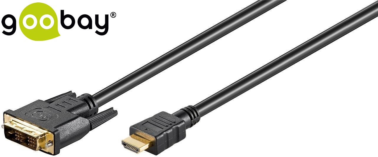 DVI-D male to HDMI M  1.0m Gold GOOBAY