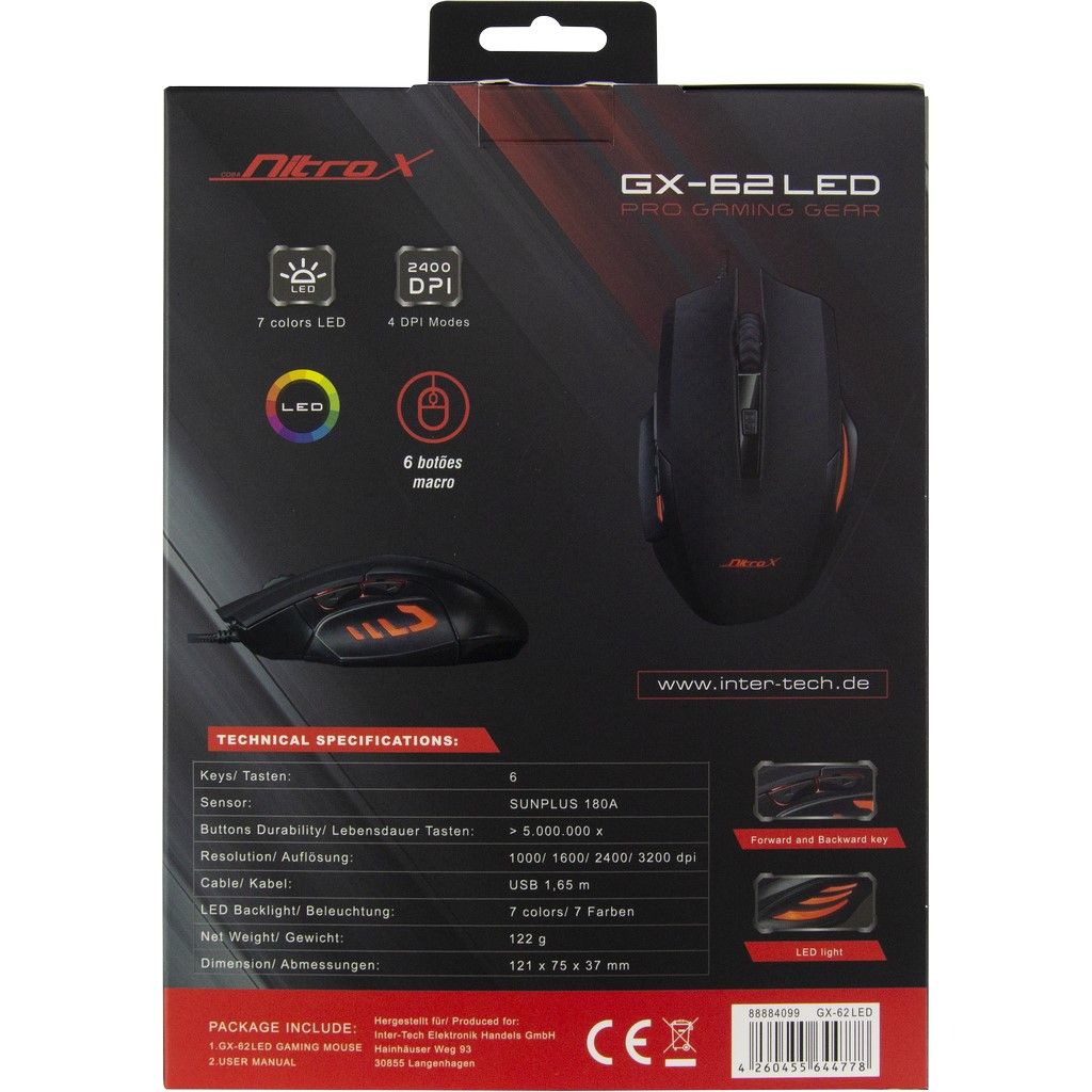 Геймърска мишка USB Nitrox GX-62 LED