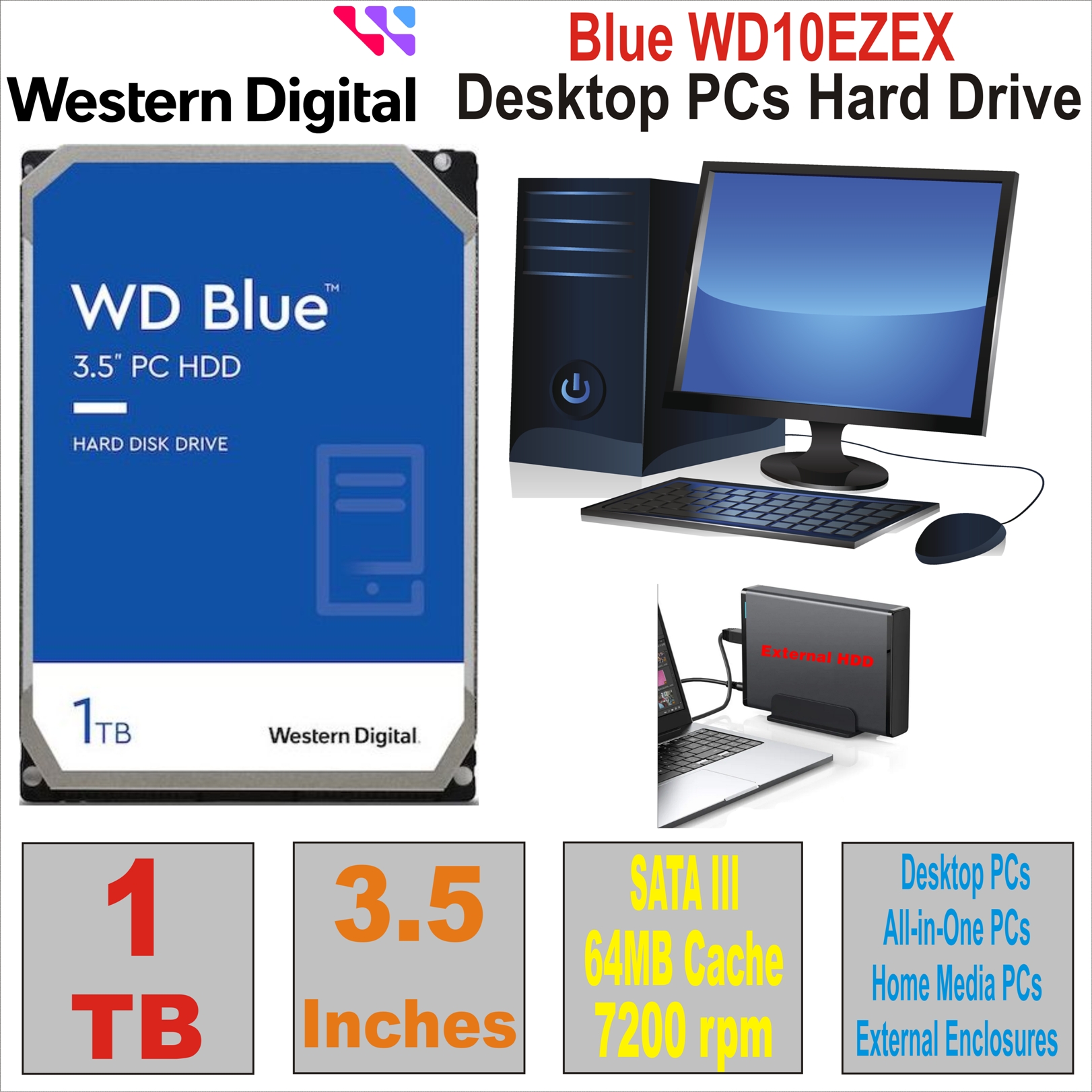 HDD 3.5` 1 TB WD Blue WD10EALX