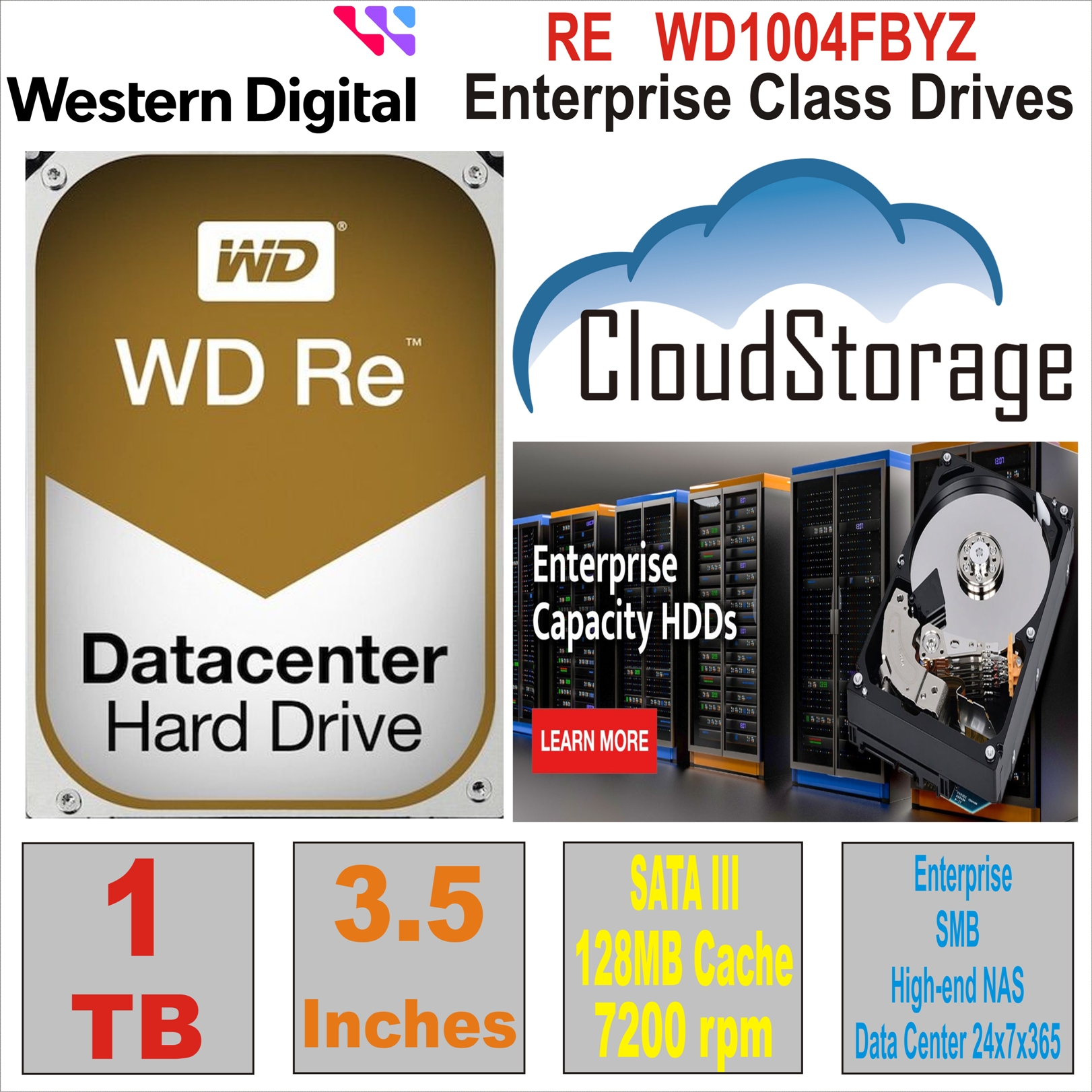 HDD 3.5` 1 TB WD RE WD1004FBYZ (Datacenter)