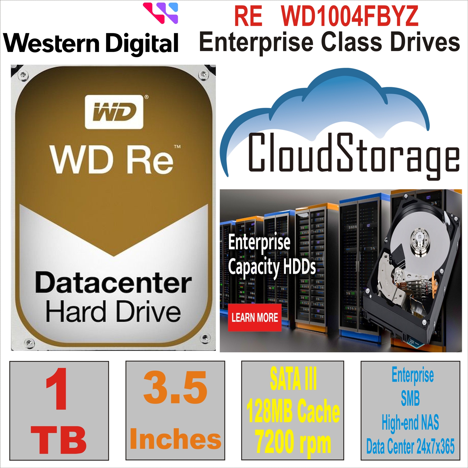 HDD 3.5` 1 TB WD Re WD1004FBYZ (Datacenter)