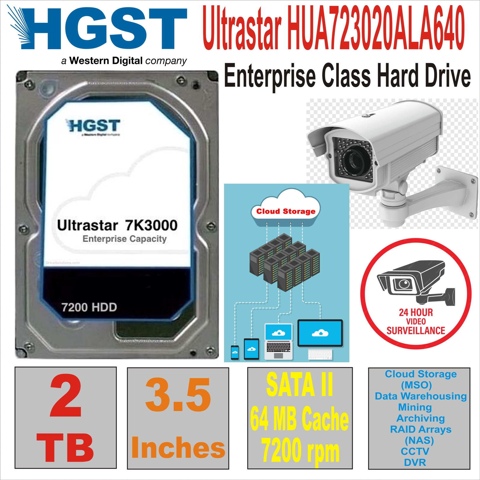 HDD 3.5` 2 TB  HITACHI Ultrastar HUA723020ALA640