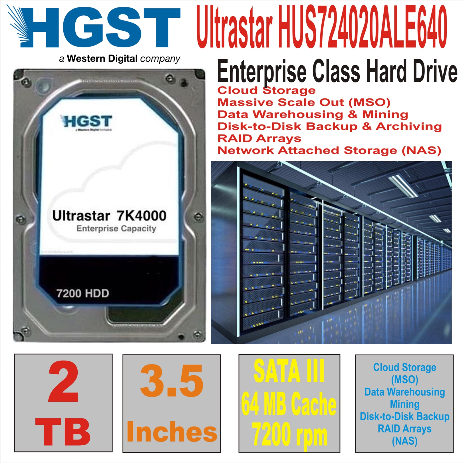HDD 3.5` 2 TB HITACHI Ultrastar HUS724020ALE640