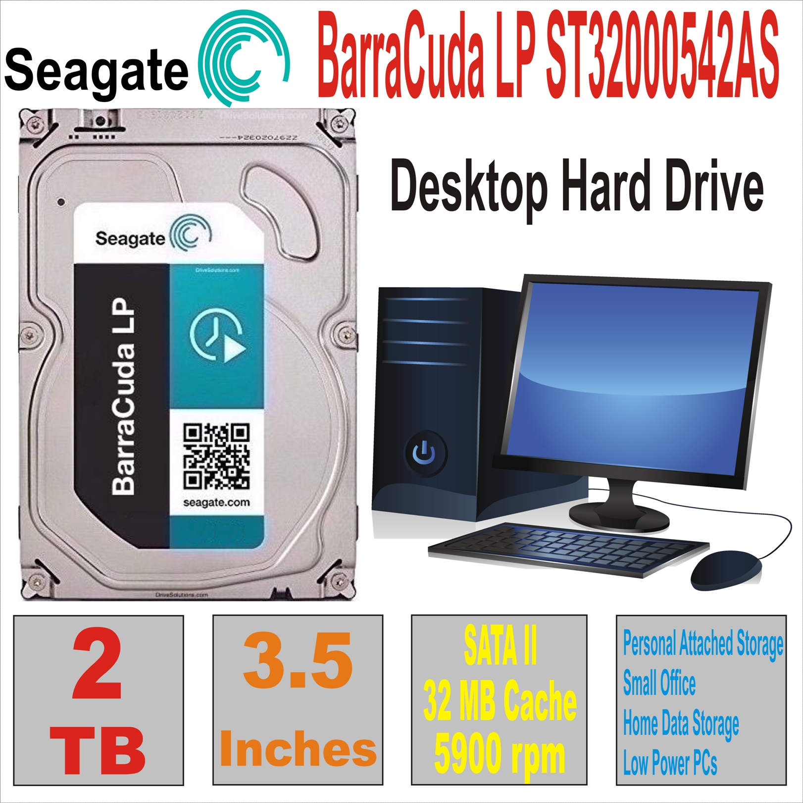 HDD 3.5` 2 TB SEAGATE BarraCuda ST32000542AS