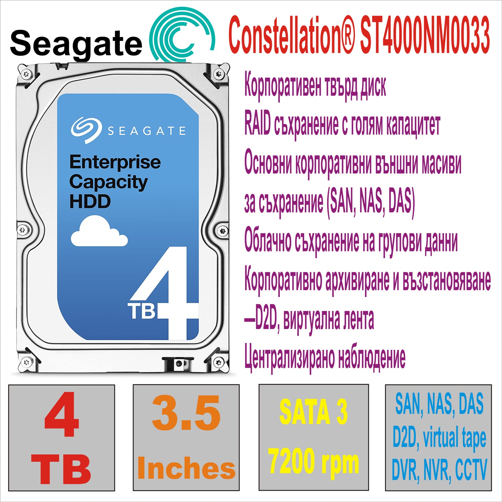 HDD 3.5` 4 TB SEAGATE ST4000NM0033