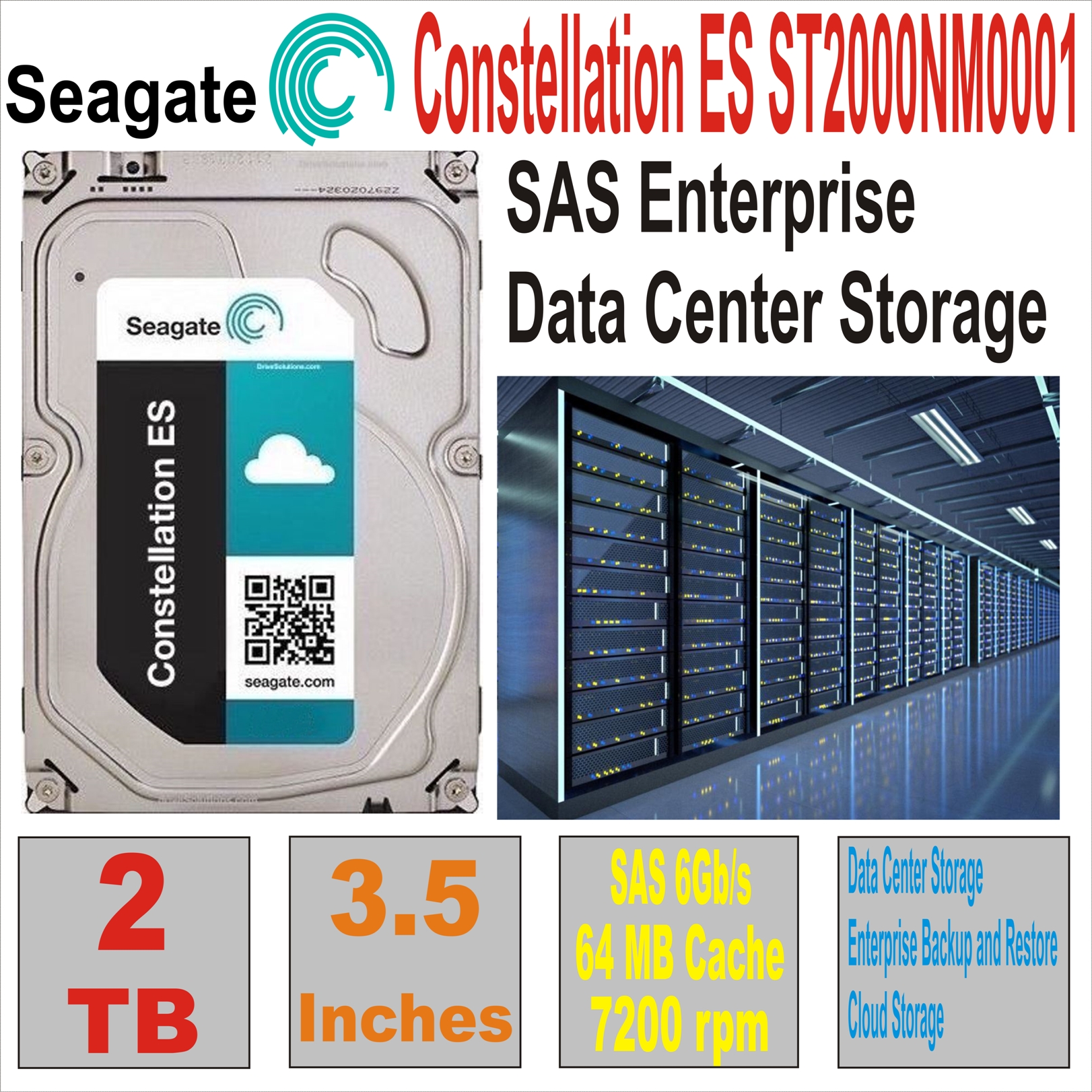 HDD3.5 SAS 2TB SEAGATE ConstellationST2000NM0001