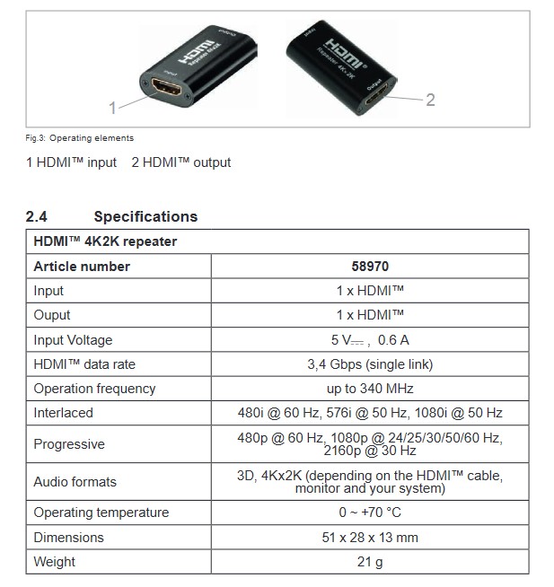 HDMI-F to HDMI-F Repeater 40m 4K/2K Goobay