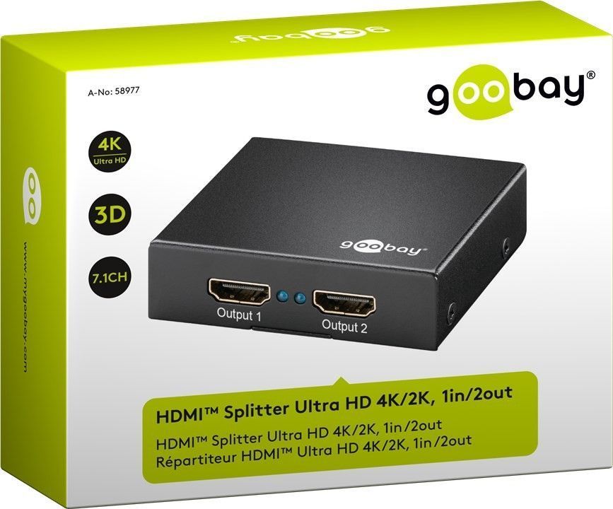 HDMI Splitter,1 In/2 Out (Full HD) GOOBAY 58977