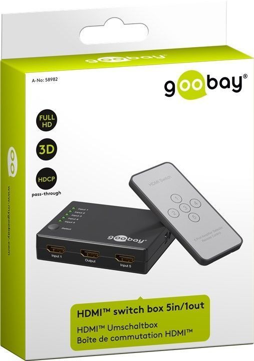 HDMI switch box,5 In/1 Out Full HD GOOBAY 58982