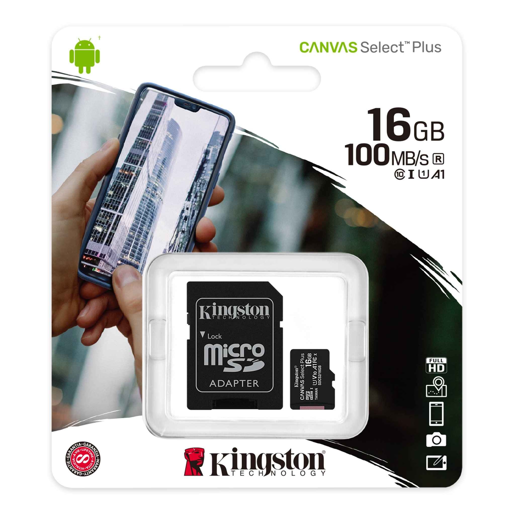 Карта памет  16 GB Kingston Canvas Select Plus