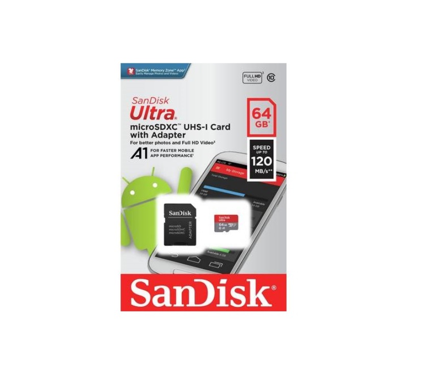 Карта памет  64 GB SanDisk Ultra SDXC 120MBs