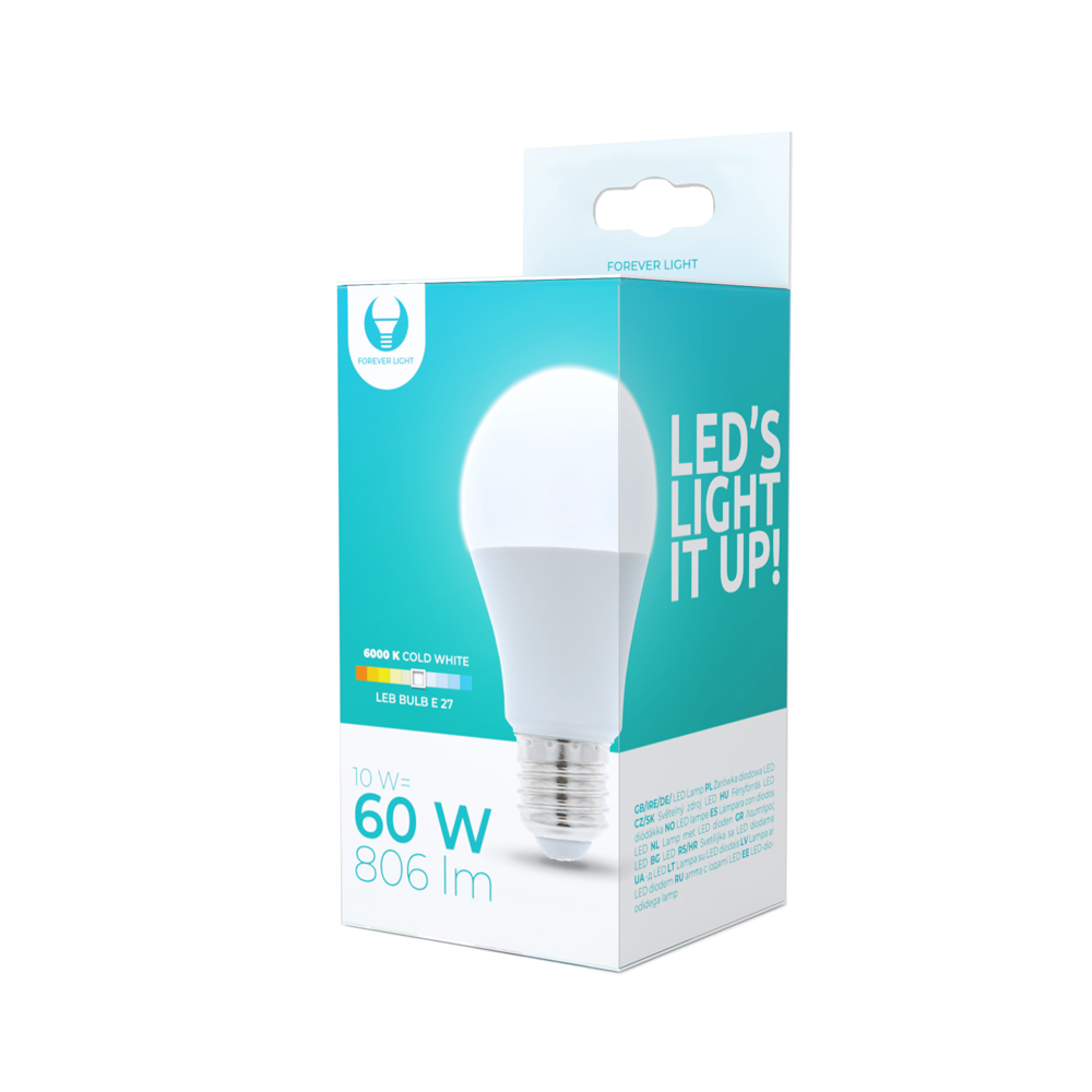 Лампа LED 10W E27 A60 230V 6000K Forever Light