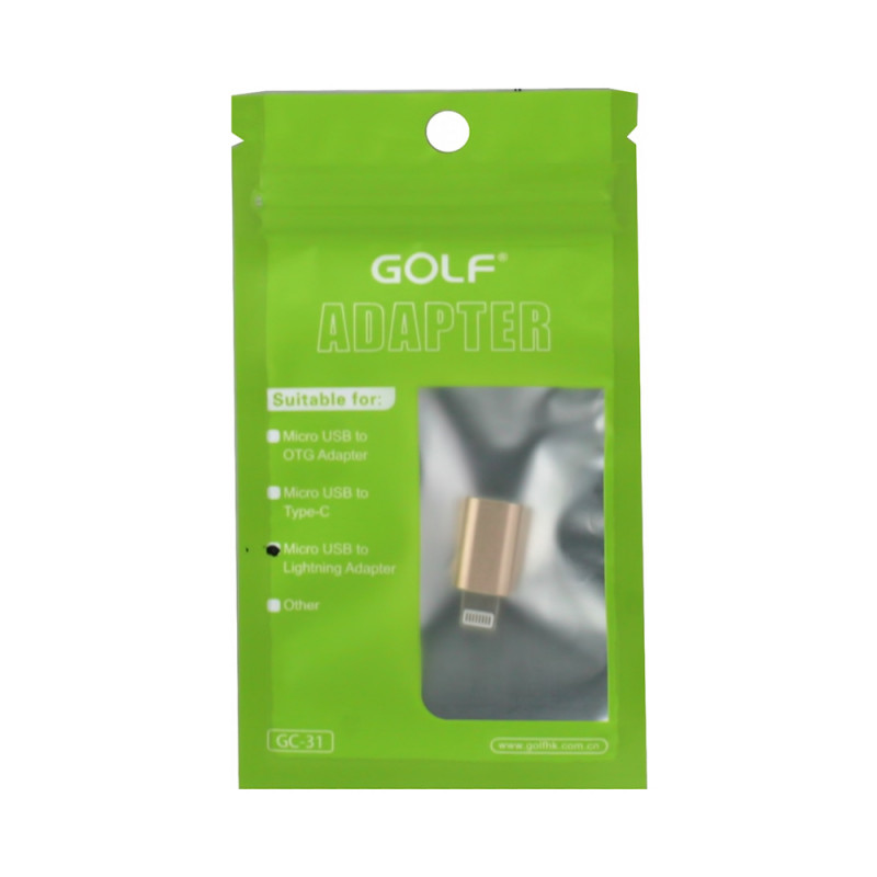 Lightning to Micro-USB OTG adapter GOLF,gold