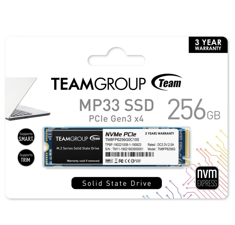 M.2 PCIe SSD 256GB Team Group MP33