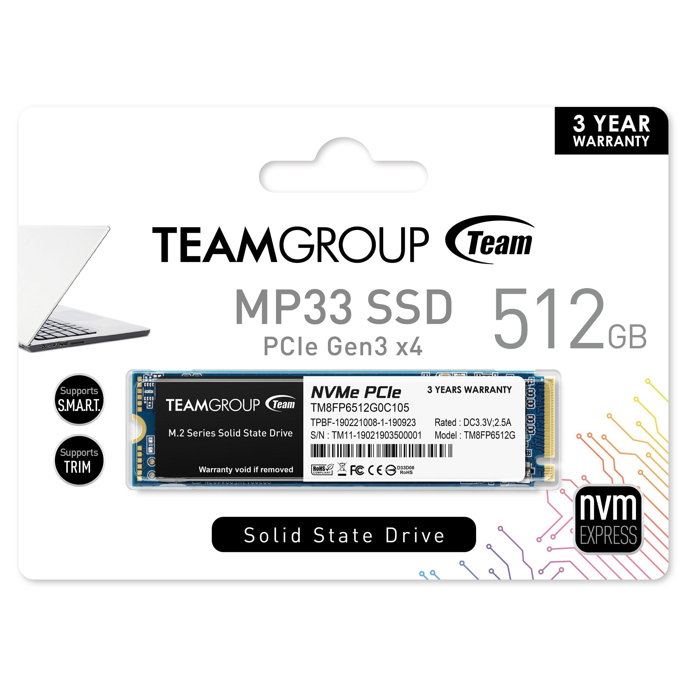 M.2 PCIe SSD 512GB Team Group MP33