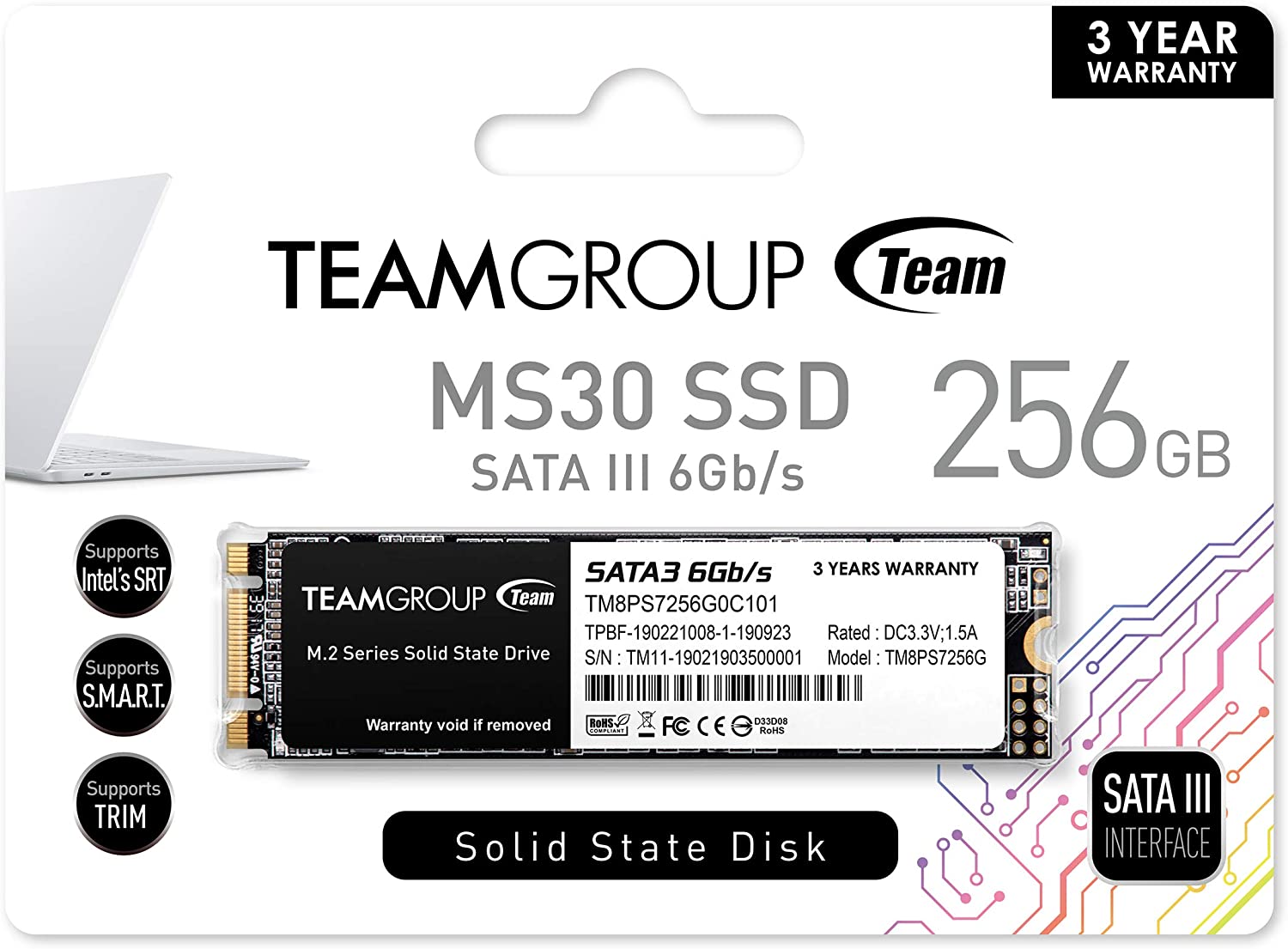 M.2 SATA SSD 256GB Team Group MS30