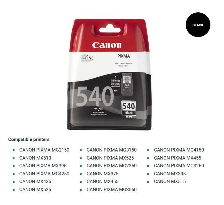 Мастилница Canon 540 Black(5225B005)ORIGINAL
