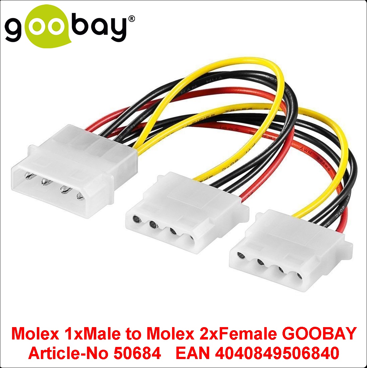 Molex 1xMale to Molex 2xFemale GOOBAY 50684