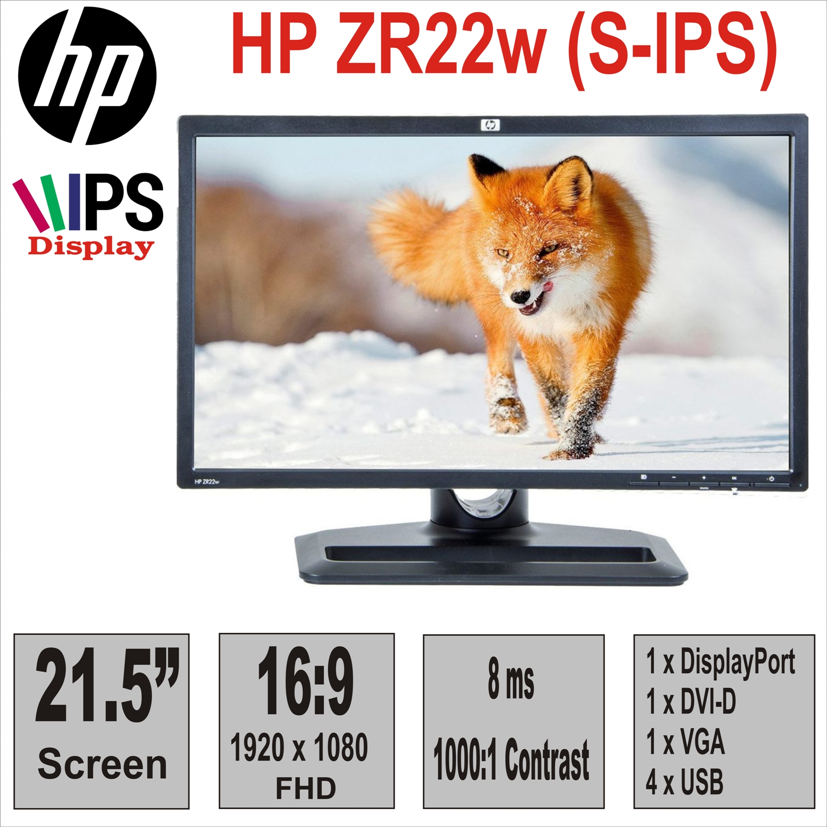 Монитор 22“ HP ZR22w (S-IPS)