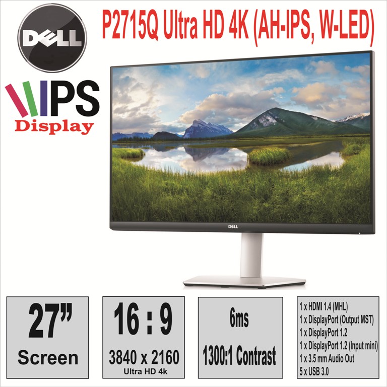 Монитор 27“ Dell P2715Q UltraHD 4K(AH-IPS,W-LED)