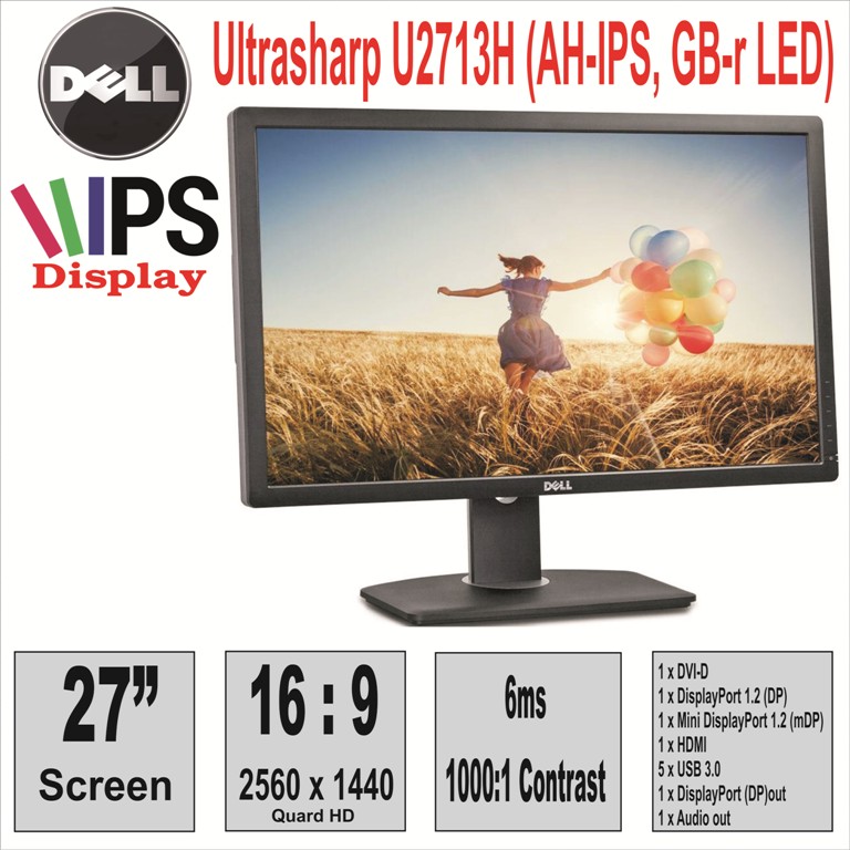 Монитор 27“ Dell U2713H (AH-IPS, GB-r LED)