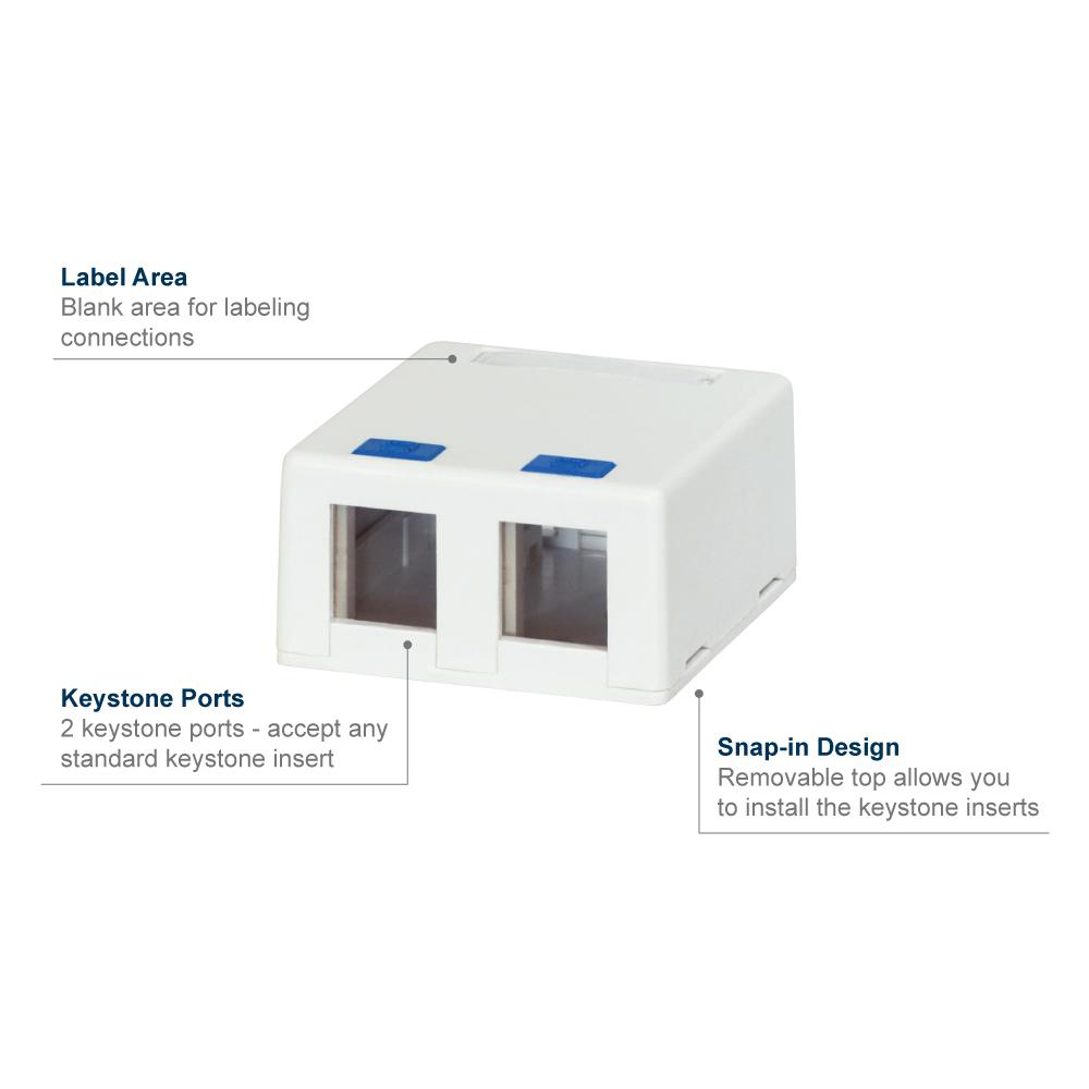 Mount Box Keystone Jack 2-Port