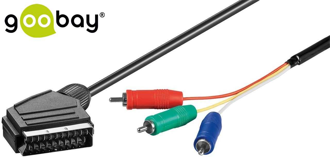 Scart M 21-pin to 3 RCA M YUV-RGB 1.0m GOOBAY