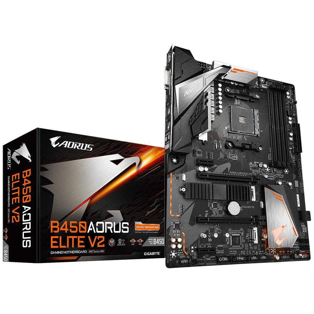 Socket AM4 GIGABYTE B450 AORUS Elite V2, DDR4