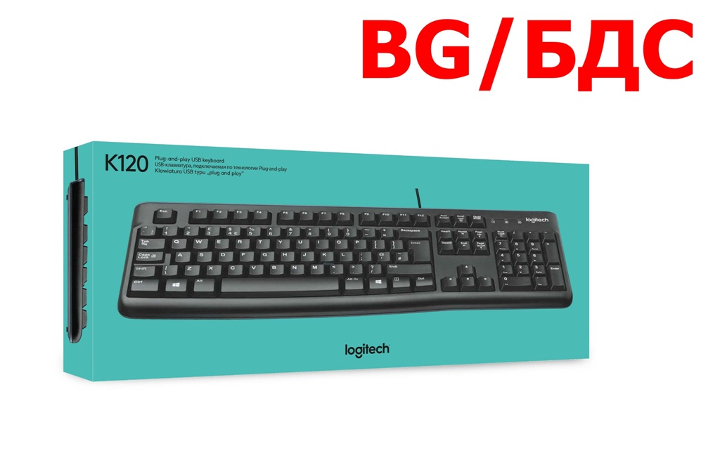 Стандартна клавиатура USB LOGITECH K120, BG