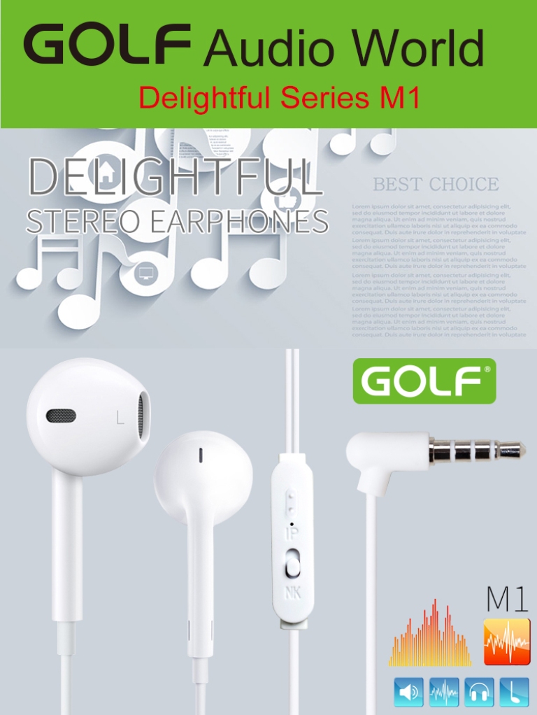 Стерео слушалки с микрофон Golf GF-M1 Бели