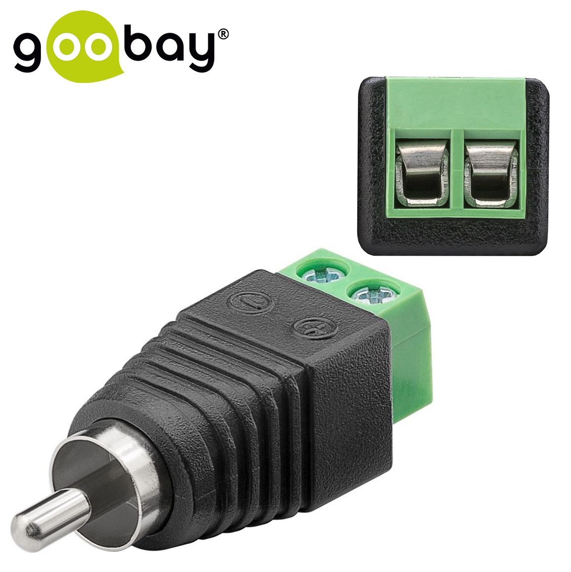 Terminal Block 2-pin to RCA male GOOBAY 76740