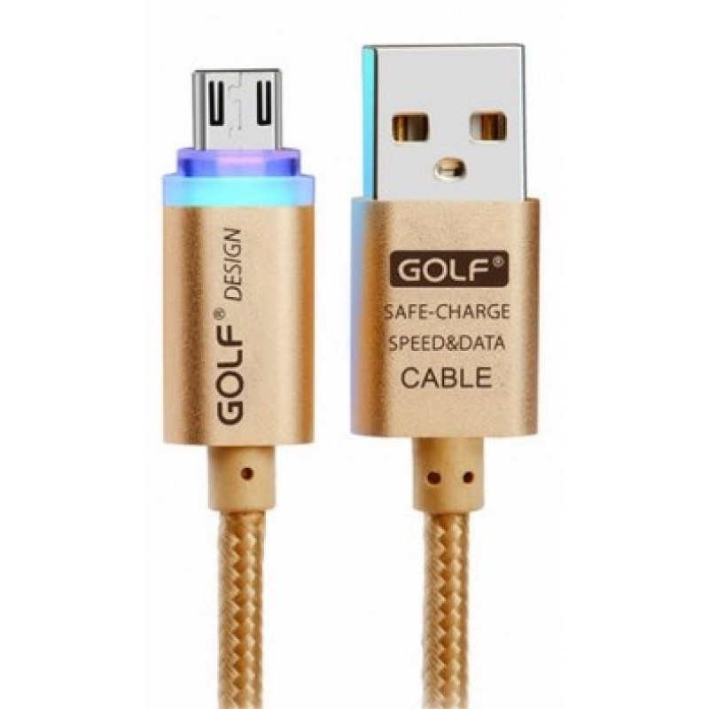 USB male - Apple Lightning 1.0m Golf Led Gold