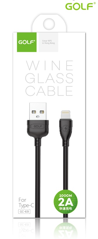 USB male-Apple Lightning 1m/2А Golf WineGlas bl
