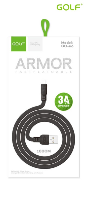 USB to Micro USB (1.0m)3А Golf ARMOR черен