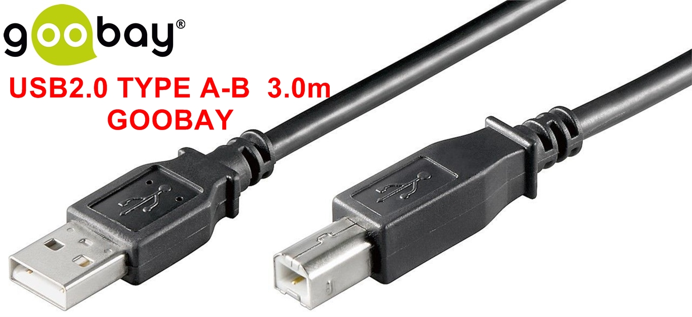 USB2.0 TYPE A-B  3.0m Черен GOOBAY