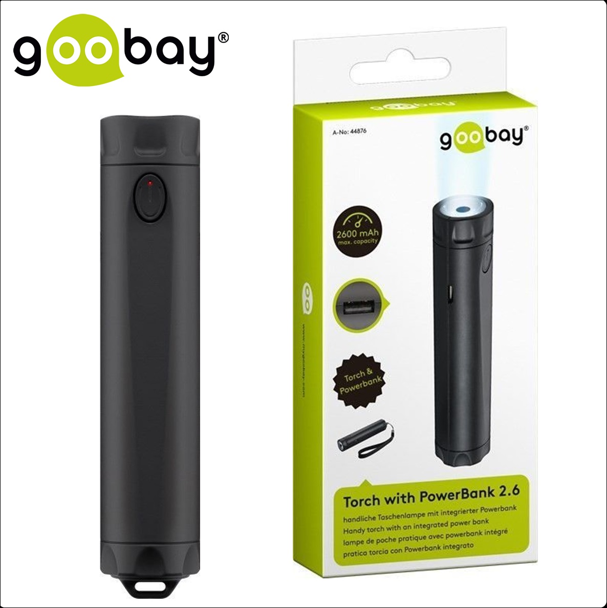 Външна батерия GOOBAY 44876, 2 600mAh (Фенер)