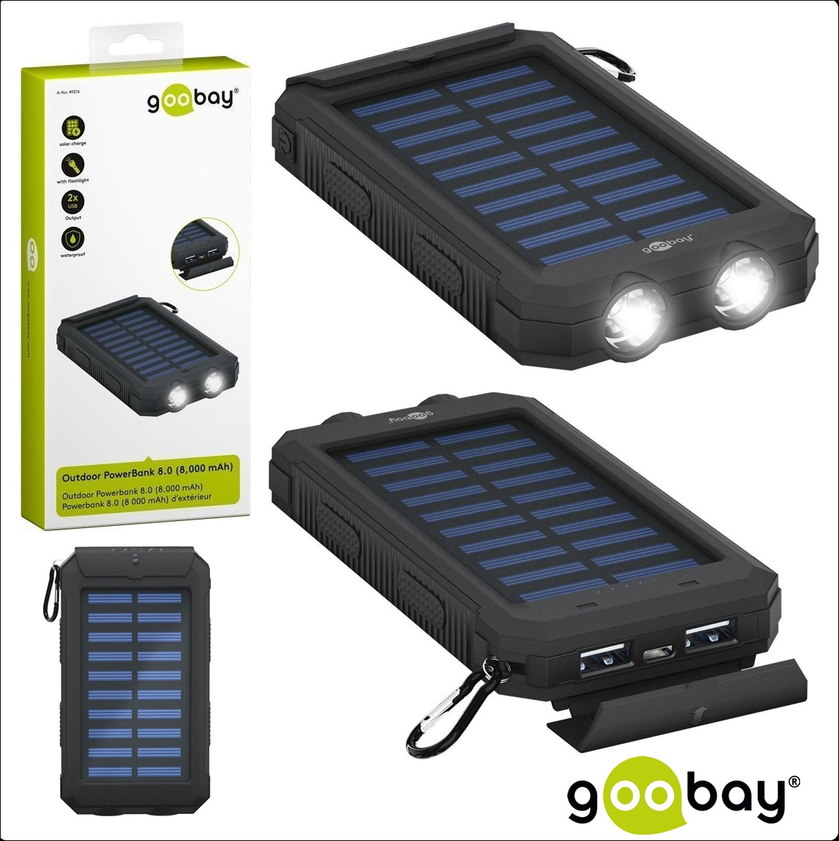 Външна батерия GOOBAY 49216, 8 000mAh Solar