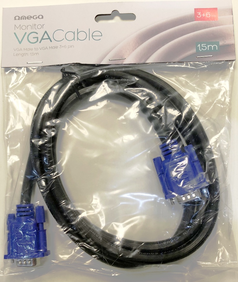 VGA HD15 M / M  1.5m Кабел монитор Omega