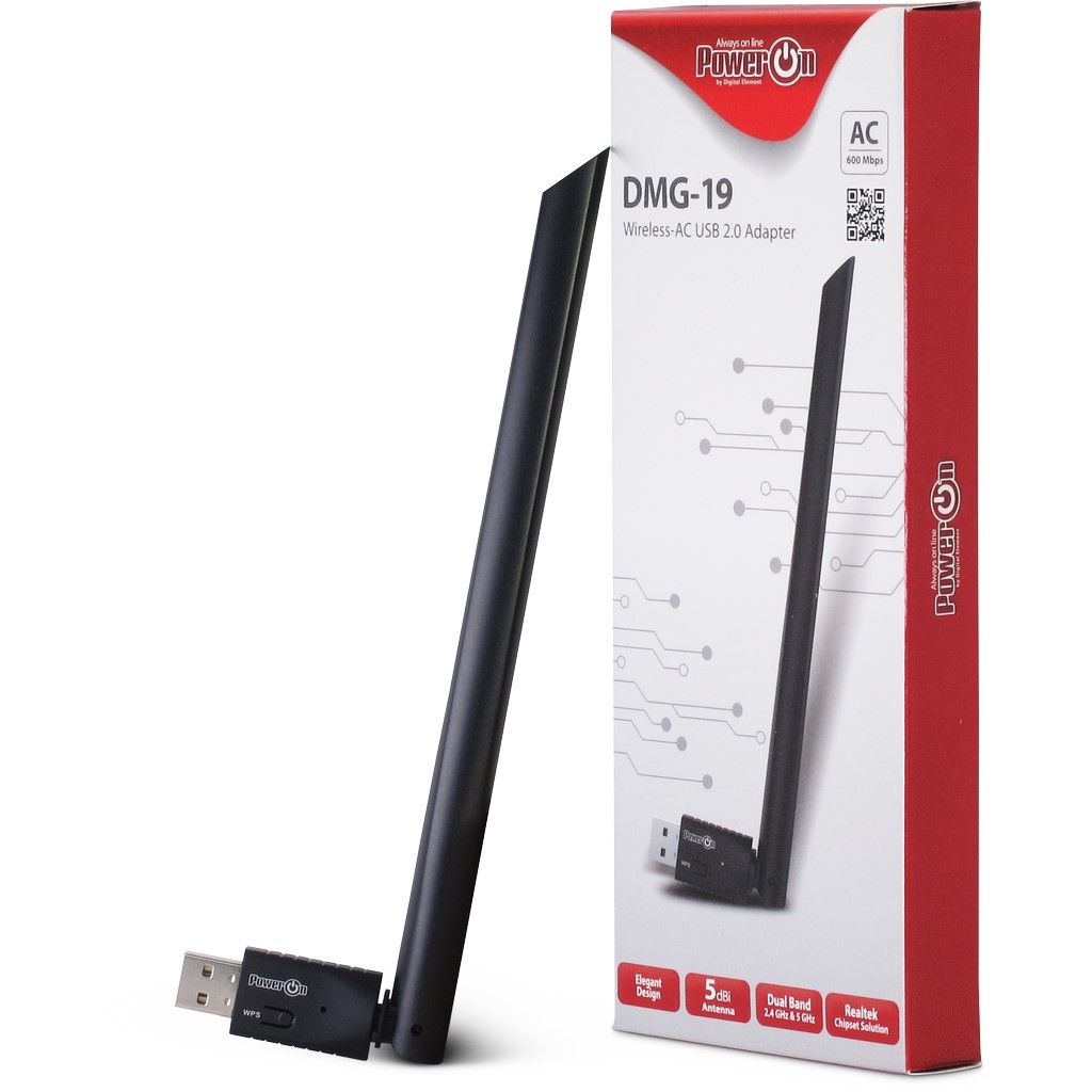 Wireless USB 2.4Ghz+5Ghz Adapter PowerON DMG-19