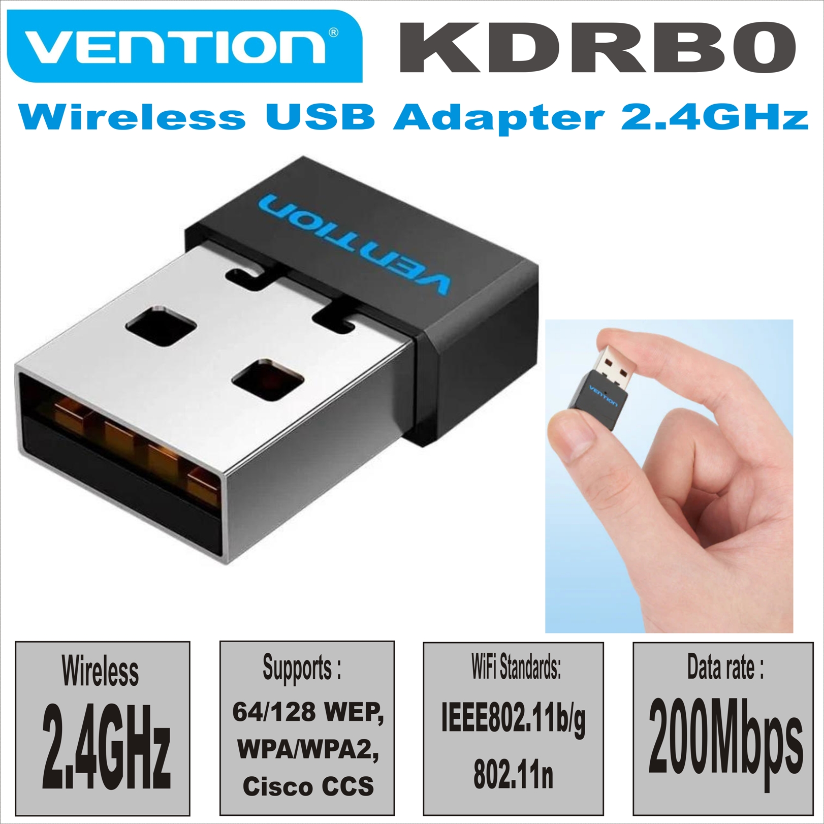 Wireless USB 200Mbps Adapter Vention KDRB0