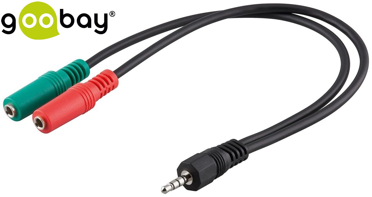 Y Splitter 3.5mm AUX 4-pin to 2x 3.5mm GOOBAY