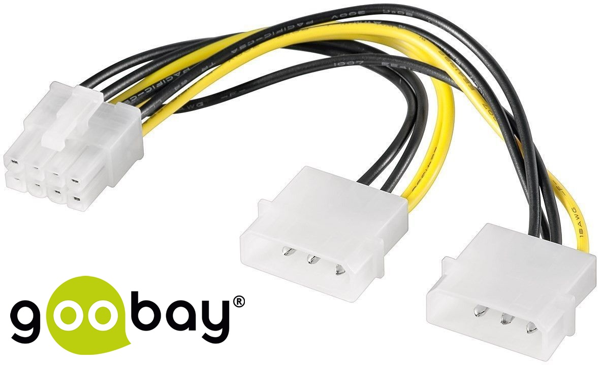 Захранващ адаптер 2x4pin to 8 pin PCIe GOOBAY